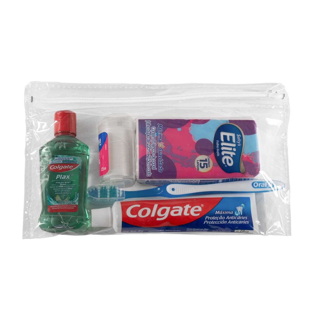 Kit 5 Nécessaire Estojo Organizador Para Higiene Pessoal e Viagem Pvc com Zíper