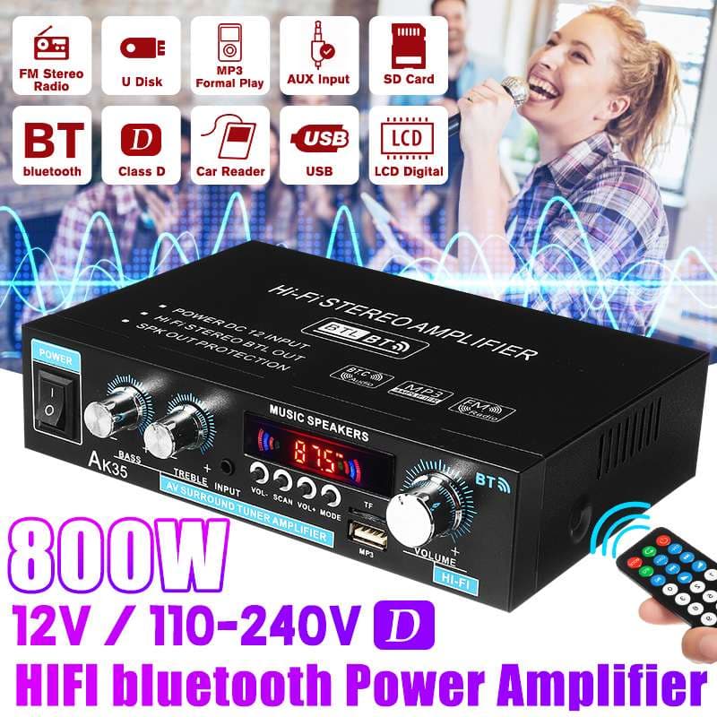 AK35 AK380 Alto-Falante FM/Amplificador Digital De Áudio 110-240V/800W/Casa/Auto Música
