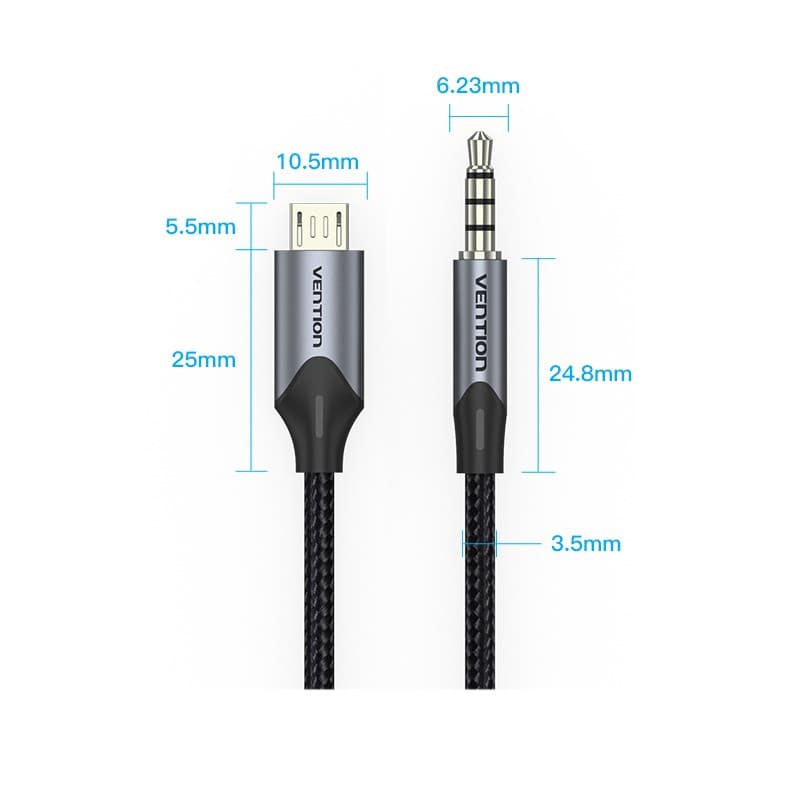 Vention Micro USB Para Cabo De Áudio De 3.5 Mm Com Placa De Som Transmissão E Gravação Ao Vivo