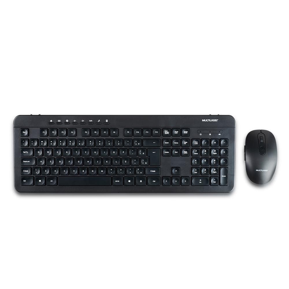 Teclado e Mouse Sem Fio Recarregável 2.4ghz Usb Preto