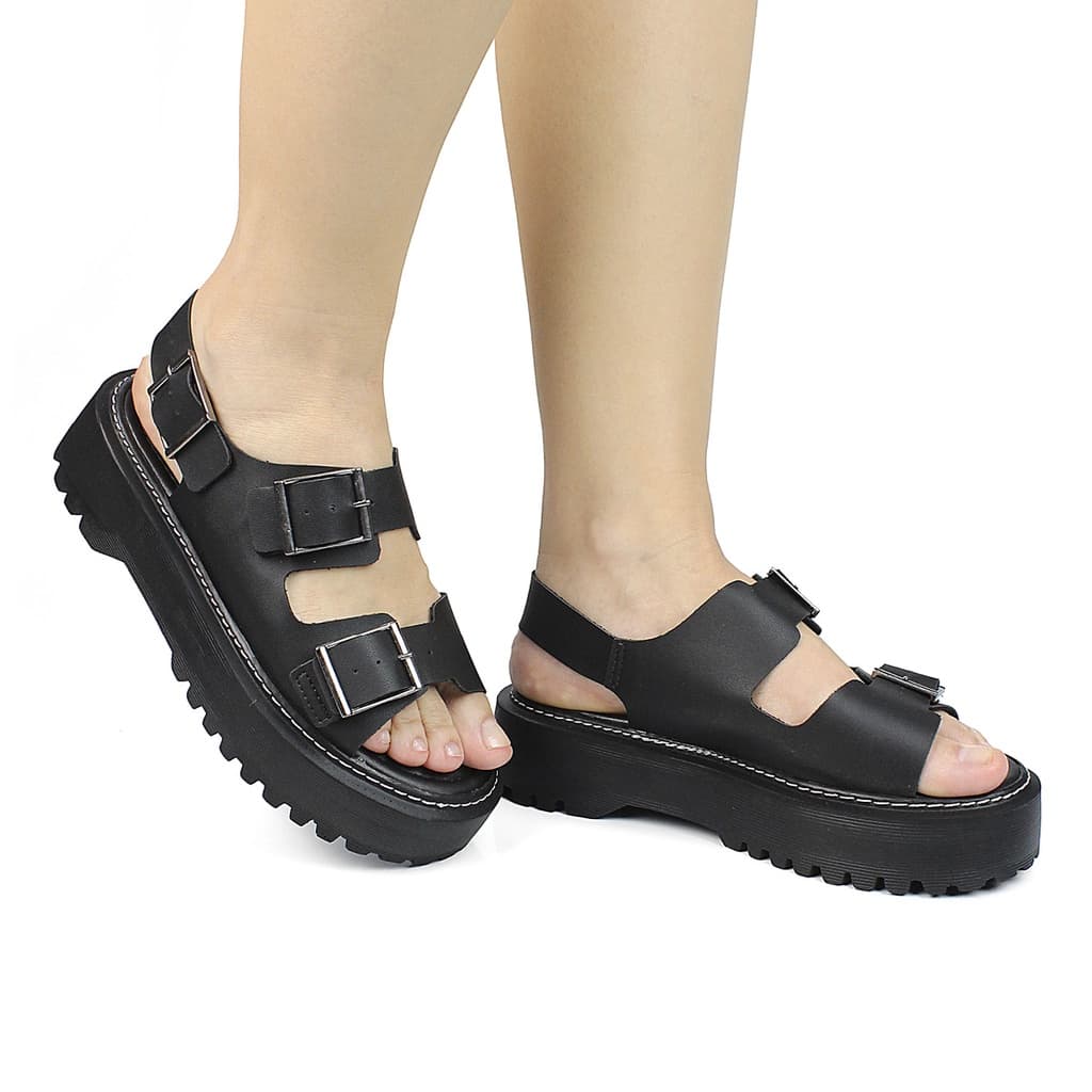 Sandália Feminina Madale Papete Birken Plataforma Flatform Corrente Confortável Moda Casual