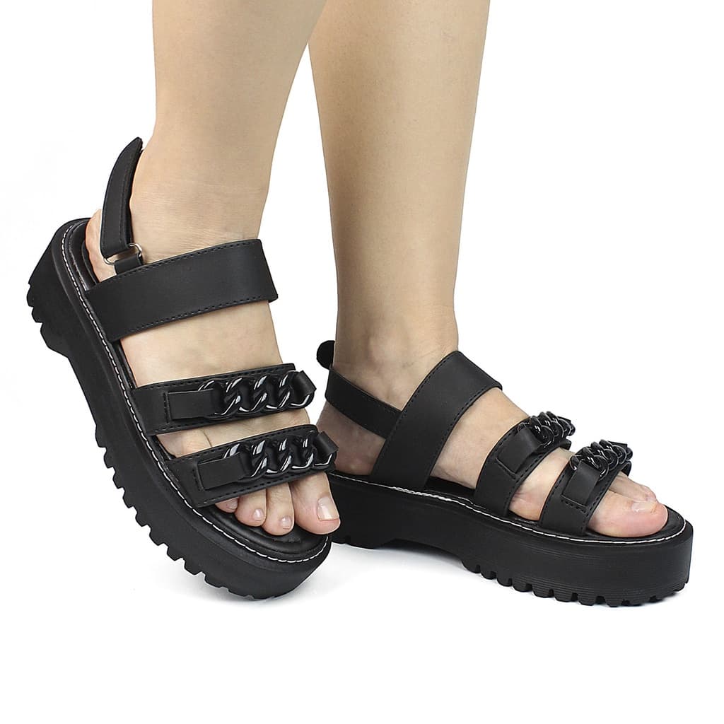 Sandália Feminina Madale Papete Plataforma Flatform Tratorada Confortável Moda Casual
