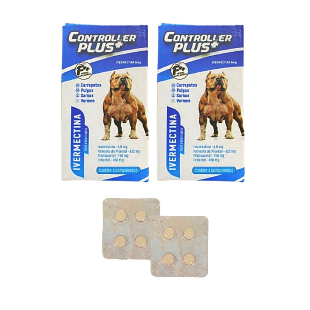 Controller Plus  Anti Pulgas, Carrapatos, Sarnas E Vermes 30kg 8 Comprimidos
