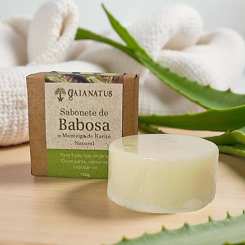 Sabonete Natural De Babosa e Manteiga de Karité Hidratante Calmante e Cicatrizante 100g Artesanal