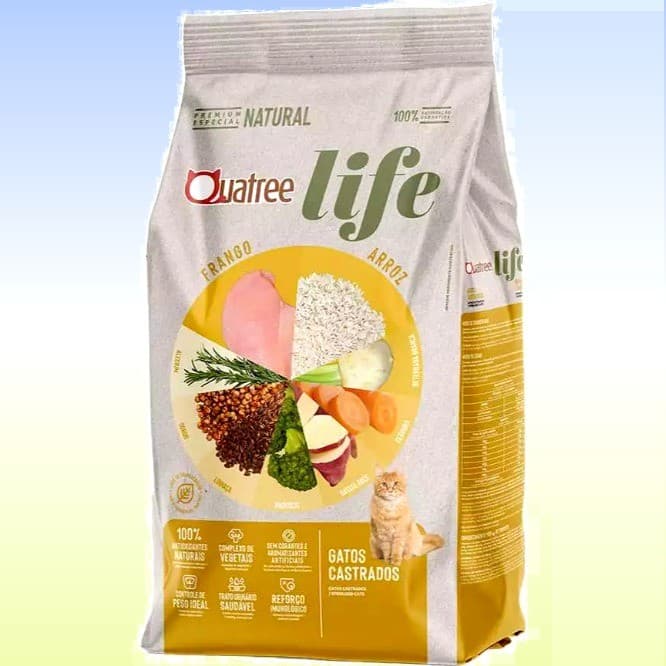 Ração Seca Quatree Life Gatos Castrados Sabor Frango e Arroz 10,1 KG SUPER PREMIUM