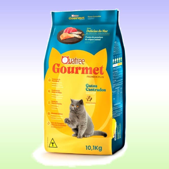 Ração Seca Quatree Gourmet Gatos Castrados Delícias do Mar 10,1 KG SUPER PREMIUM