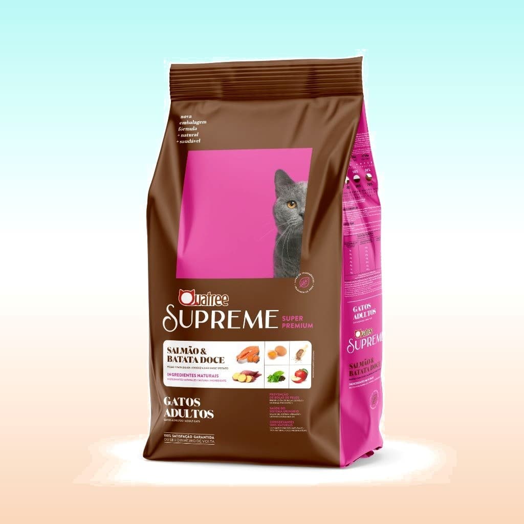 Ração Seca Quatree Supreme Gatos Adultos Sabor Salmão e Batata Doce 10,1 KG SUPER PREMIUM