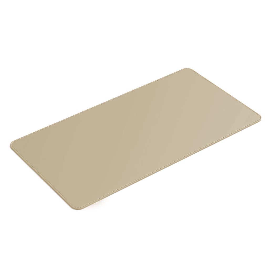 Mouse Pad Grande Couro Ecológico Bege Claro Feltro Costurado Básico