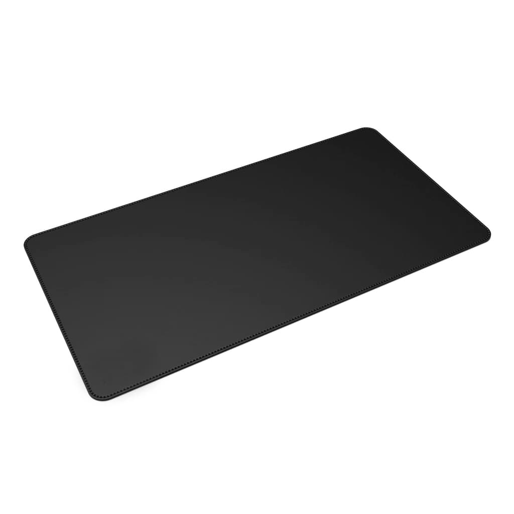 Desk Pad Gigante Couro Preto Feltro Costurado Básico 90x50