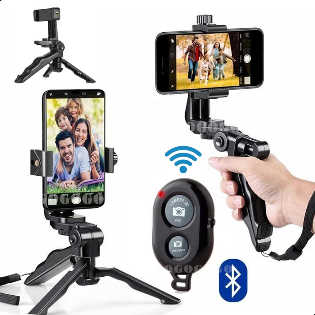 Mini Tripé Estabilizador de Mão Celular Grip 2 em 1 Suporte Mesa Gravação video Live