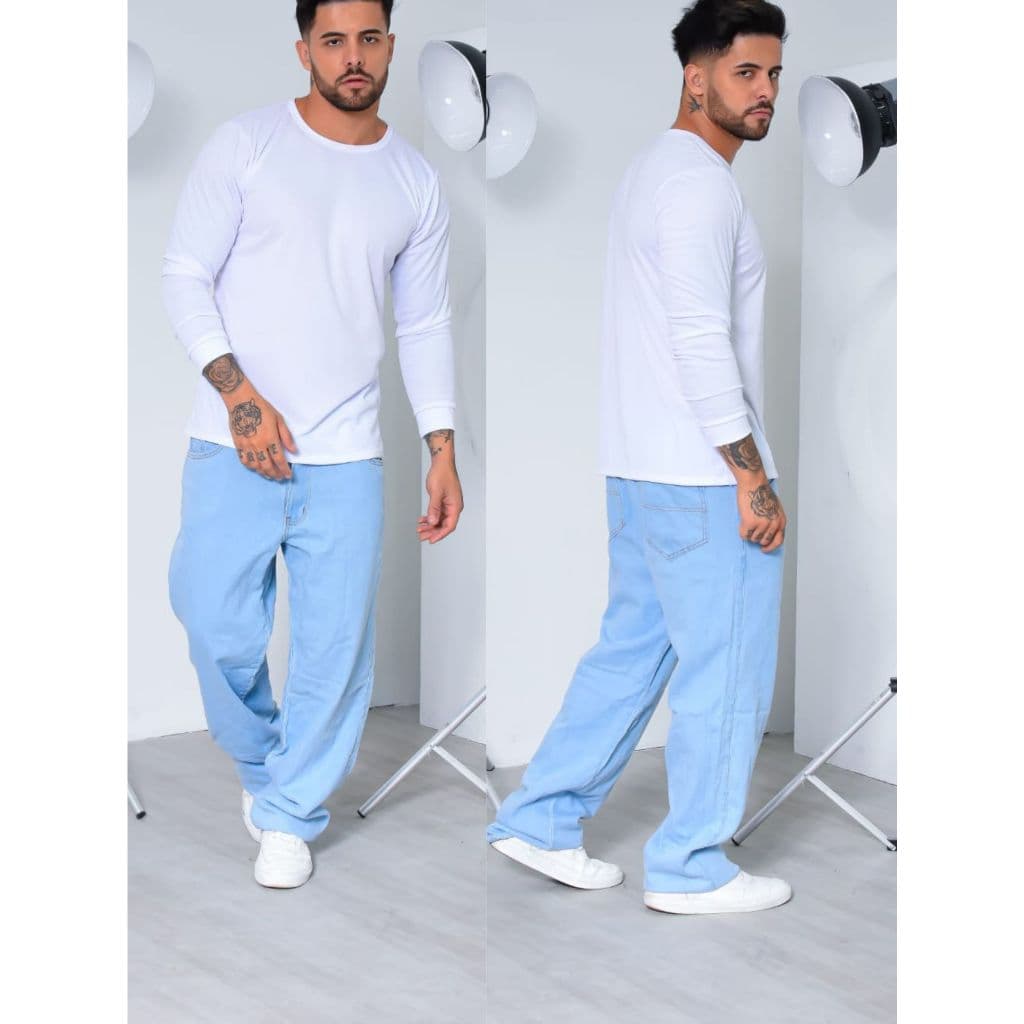 CALÇA JEANS MASCULINA BAG BALÃO CLARA ESTILO SKATE - LANÇAMENTO
