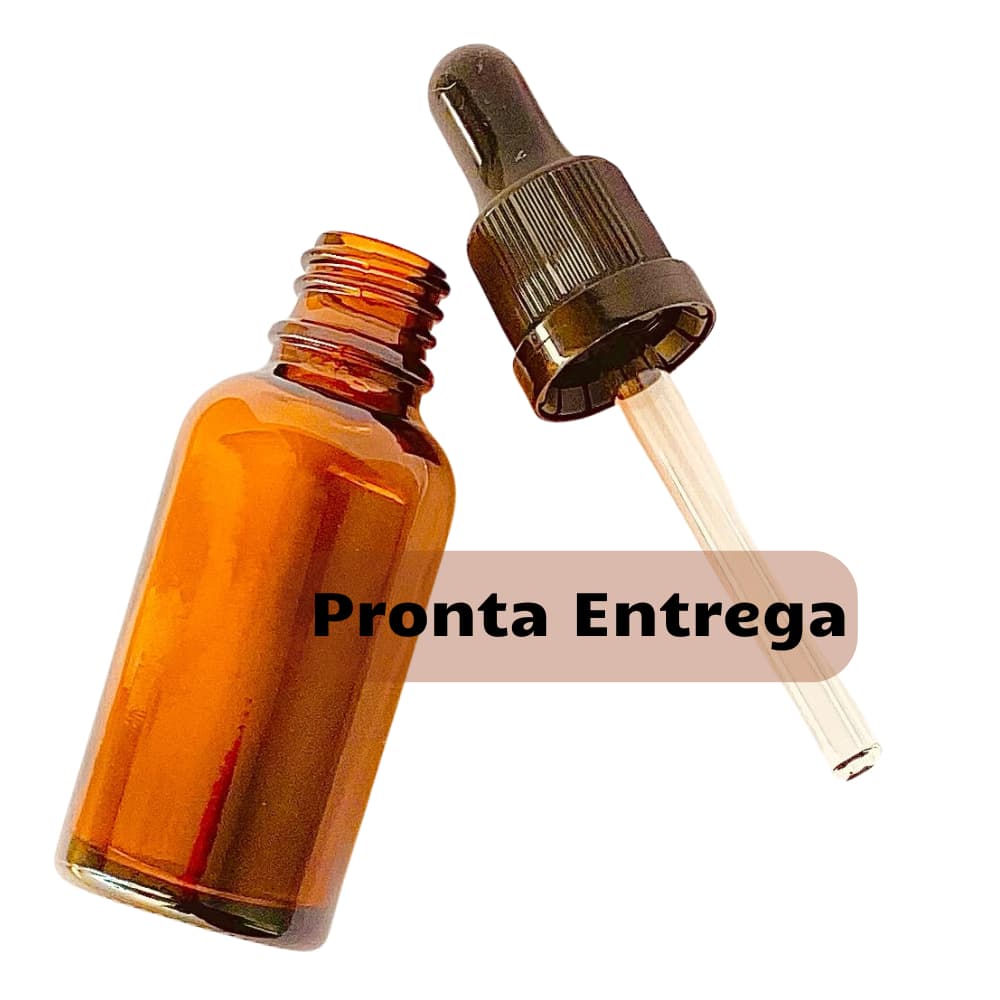 Frascos Conta Gotas 30ml Vidro Âmbar (10 Unidades) Tampa Com Lacre