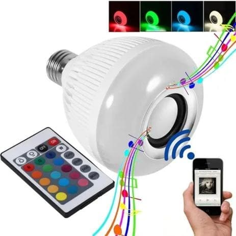 Lâmpada Led Caixa De Som Bluetooth Musical Com Controle