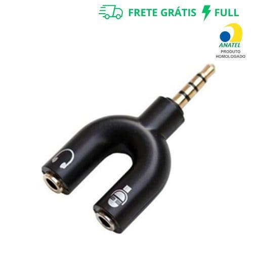 Adaptador Splitter P3 Headset Fone Microfone P2 X P3 Audio