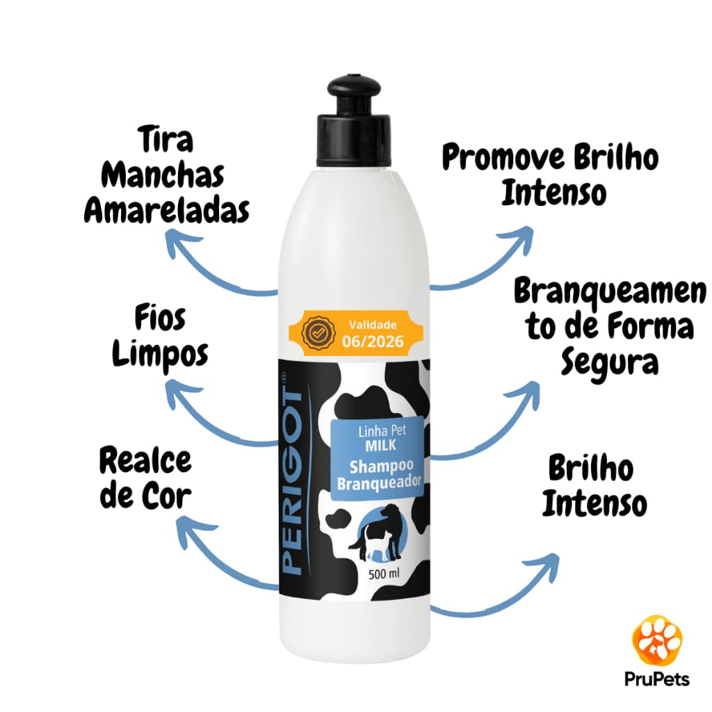 Shampoo Pet Branqueador 500ml Perigot Cães e Gatos