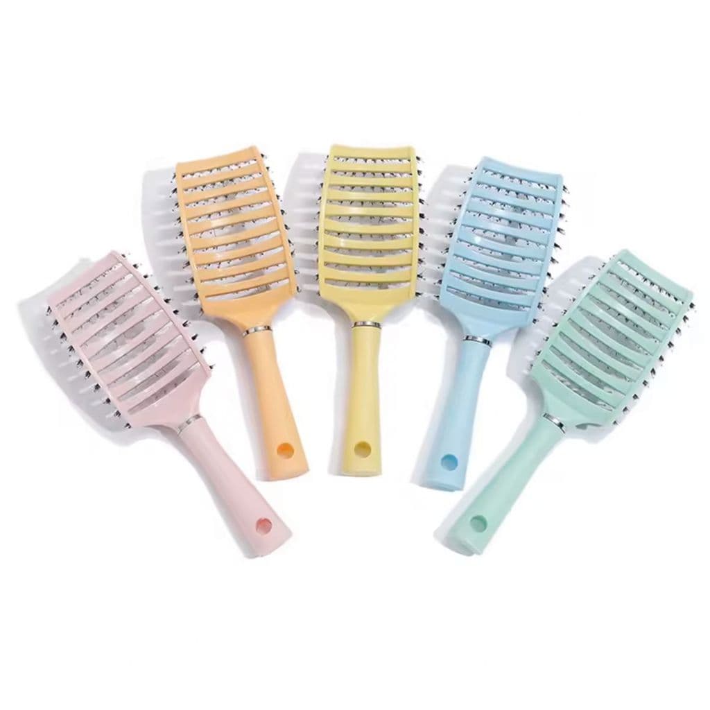 Escova de Cabelo Moderna Raquete Vazada Cerdas e Nylon Desembaraçar Cabelos Anatômica Mágica Cerdas e Nylon