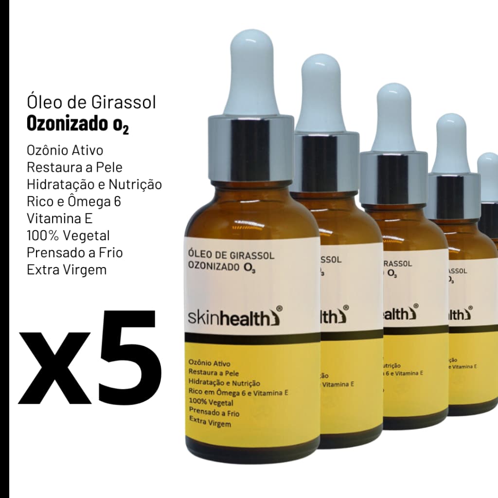 Kit com 5 unidades de Óleo de Girassol Ozonizado Skinhealth 30ml