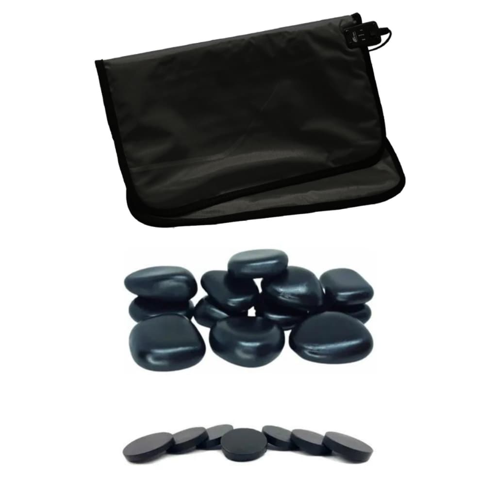 Kit 12 Pedras Quentes Vulcânicas + Podal 10 pcs + Manta termica para aquecer pedras quentes