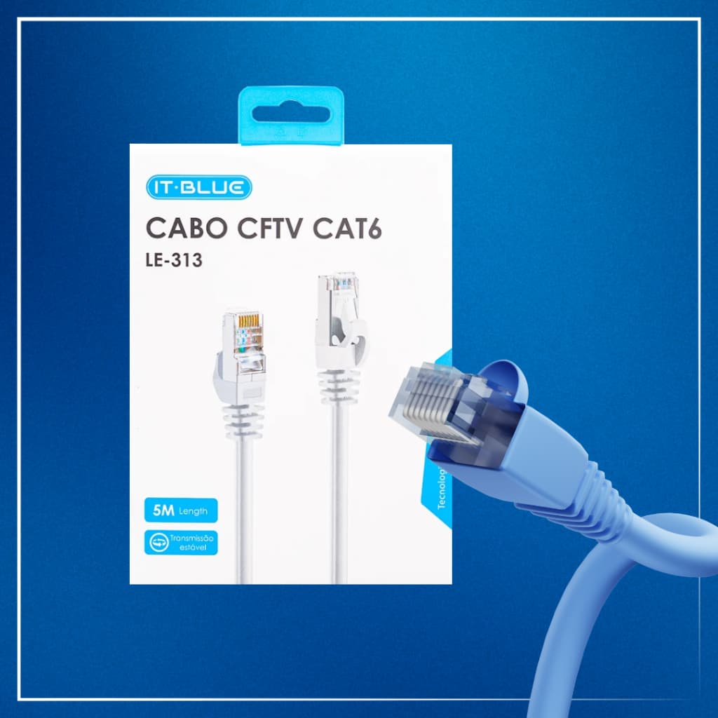 Cabo de Rede CFTV CAT6 Conetor Rápido e Eficiente - It-Blue