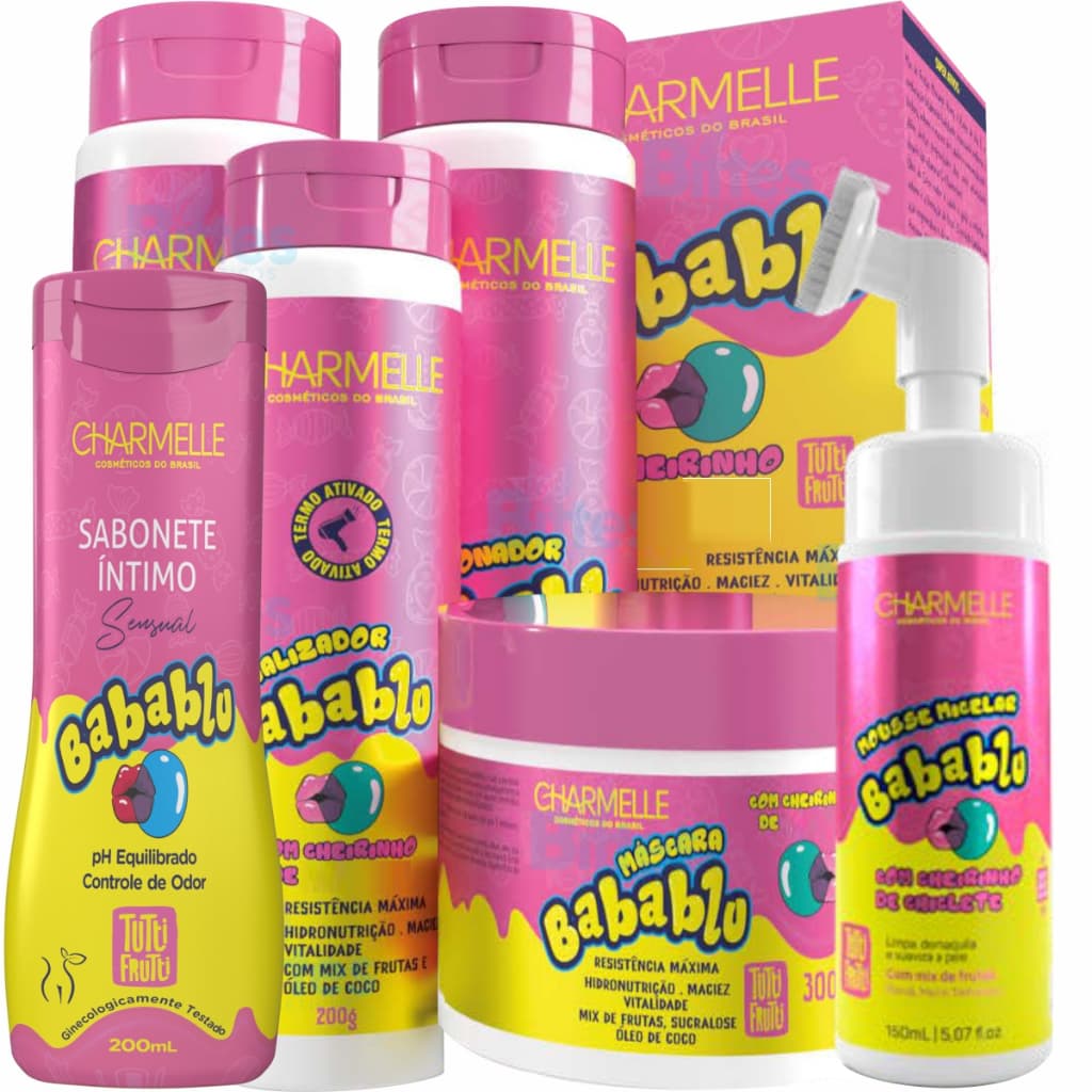 KIT BABABLU  6 ITENS TUTTI FRUTTI CHARMELLE COSMÉTICOS CAPILAR CORPORAL