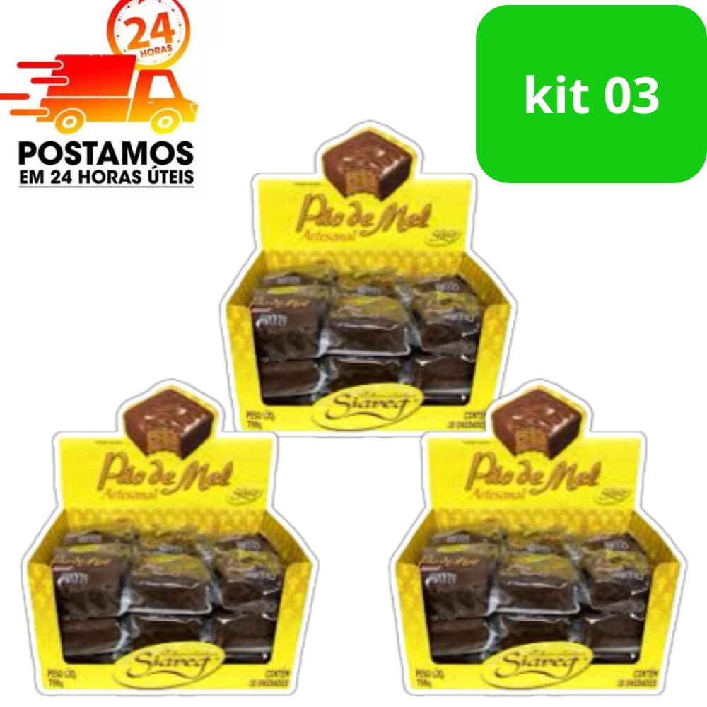 Kit 3 Pães de Mel SIAREG - Caixa com 18 Unidades (40g cada)