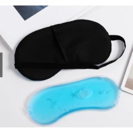 Máscara para os olhos totalmente preta com gel refrescante proporciona um sono bom e reparador（preto）