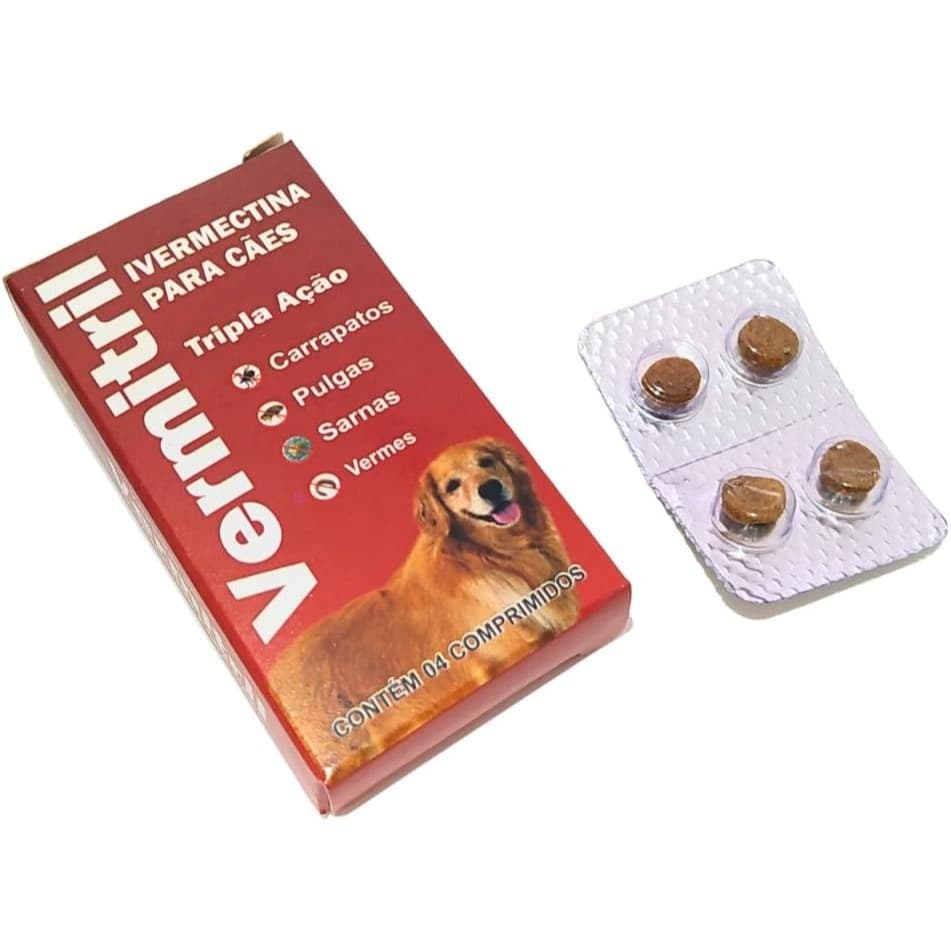 Vermitril Tripla Ação Antipulgas E Carrapatos para cães até 15kg 4 comp. mastigáveis