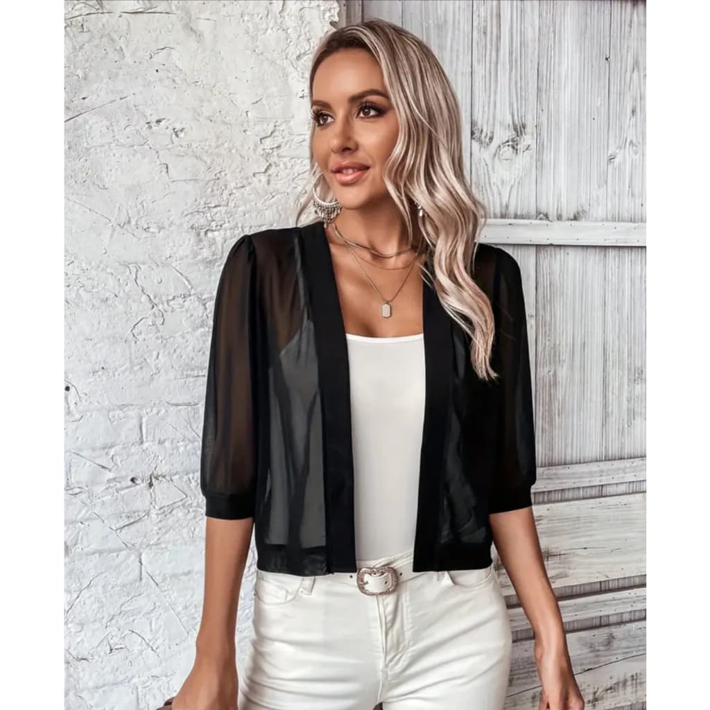 cardigan curto feminino em tule star