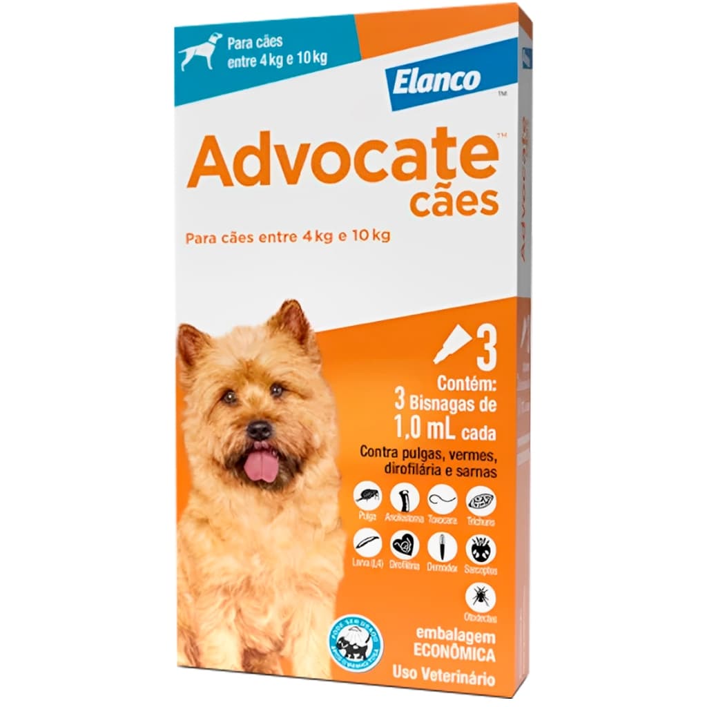 Advocate Elanco Antipulgas para Cachorro 4 à 10kg Kit com 3
