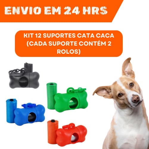 Kit 12 / 36 Suportes Cata Caca Saquinhos Higiênicos (Cada Suporte Contem 2 Rolos)