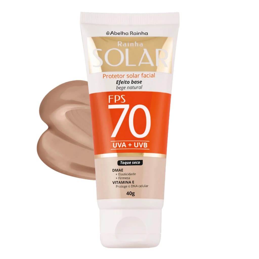 Protetor Solar Facial efeito base 40g Abelha Rainha Bege Natural Fps 70