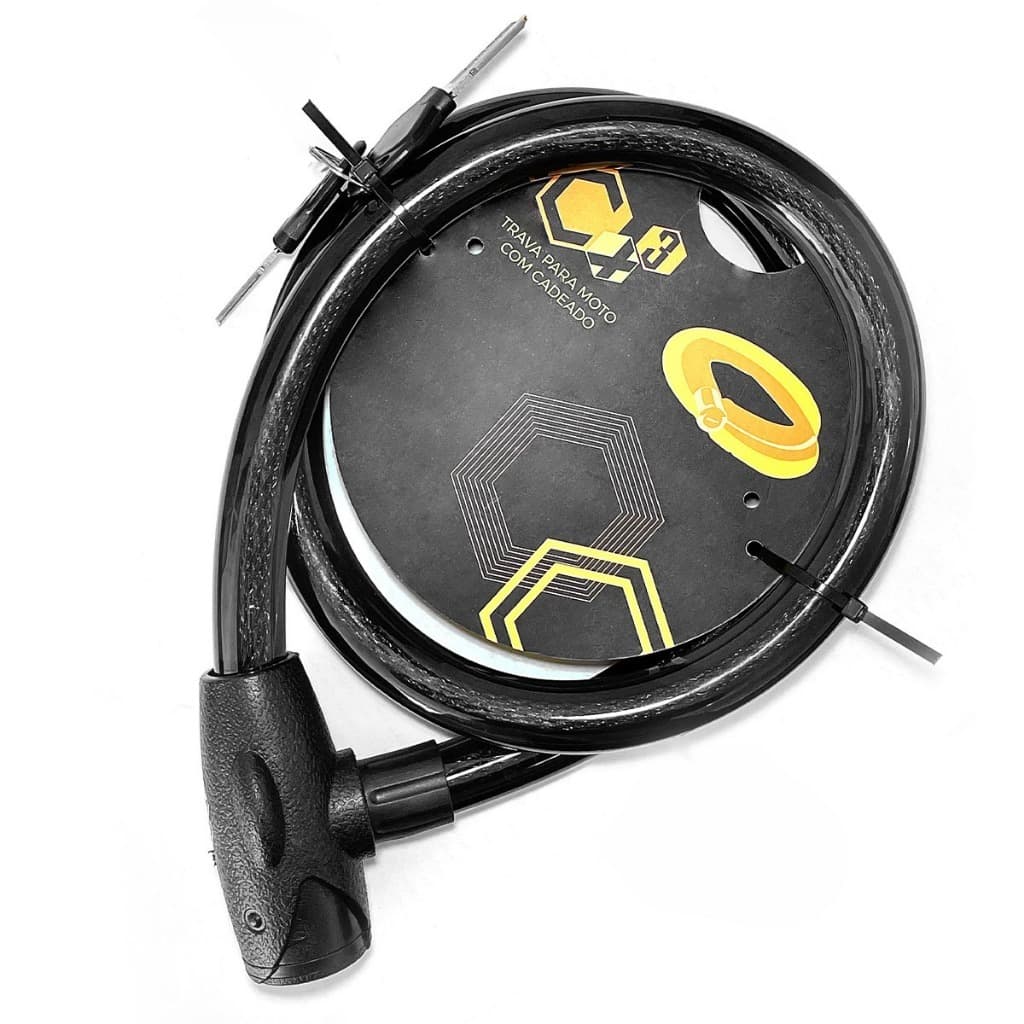 Trava Cabo De Aço Cadeado Segurança Bike Moto Com Chave Espiral Anti-Roubo 22 MM X 1200 MM