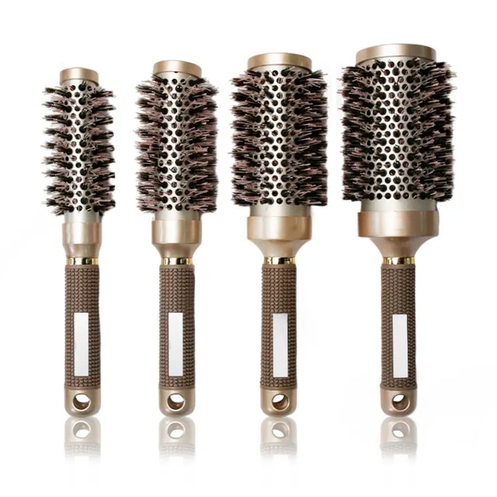 Escova Profissional Redonda com Cerdas Duplas Nylon e Javali para Modelagem, Alisamento, Volume, Brilho Intenso e Maciez