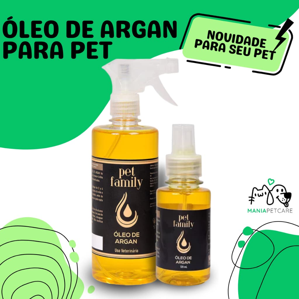 Oleo Para Cachorro Argan Finalizador Hidratação e Reparação de Pelos Pet Family Cães 120ml ou 500ml