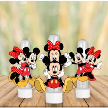 30 e 15 Apliques para Tubete Doces Bolo - Mickey e Minnie - Lembrancinhas Divertidas para Sua Festas