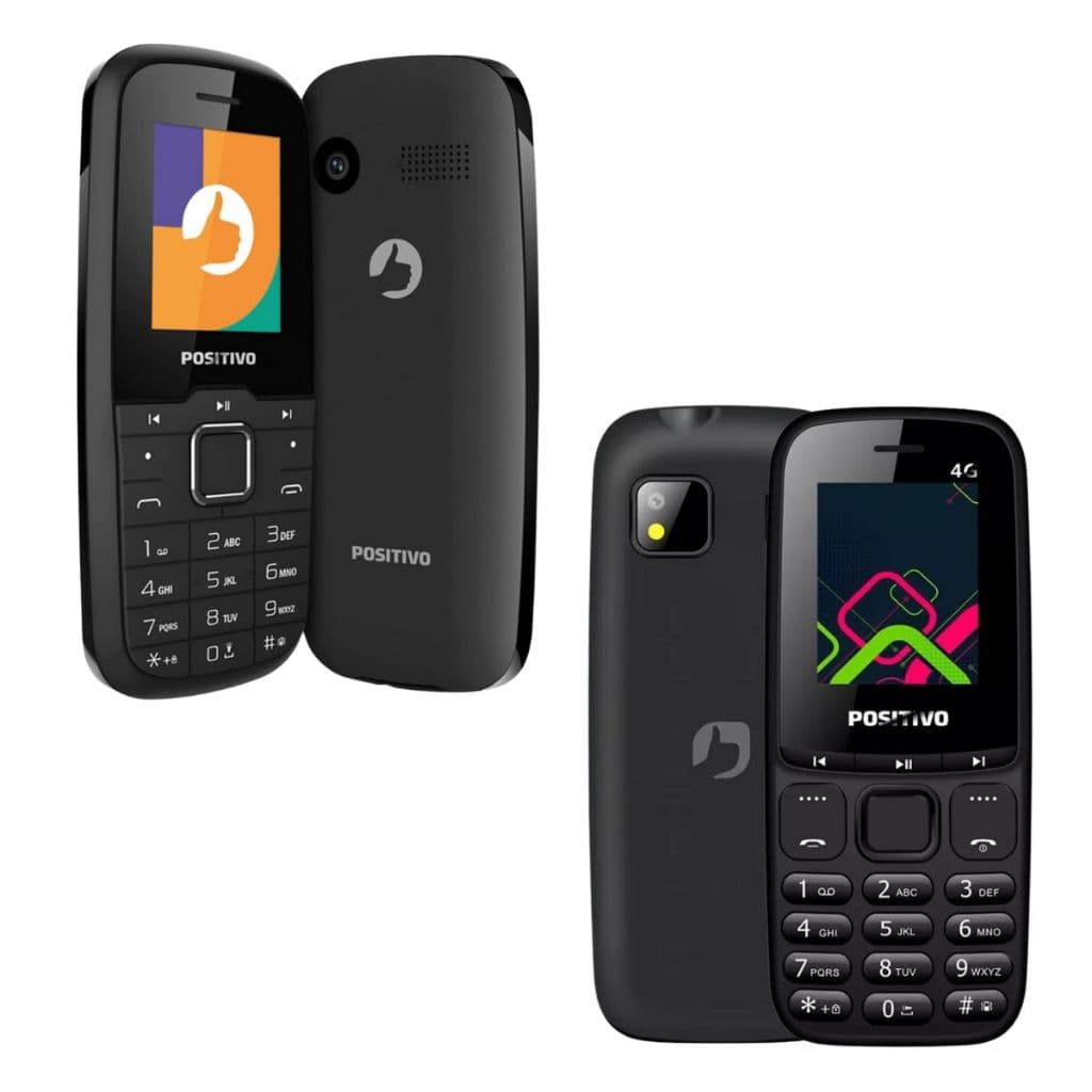 Celular Simples Positivo P26 4G 2G Dual SIM Tela 1,8" 48MB 32MB RAM 32MB 128MB Câmera Rádio FM Preto