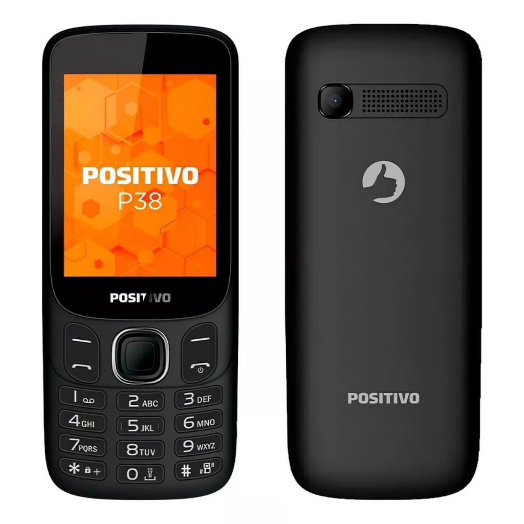 Celular Simples Positivo P38 3G Dual SIM Tela 2,8 64MB RAM 128MB Câmera VGA Bluetooth Rádio FM Preto