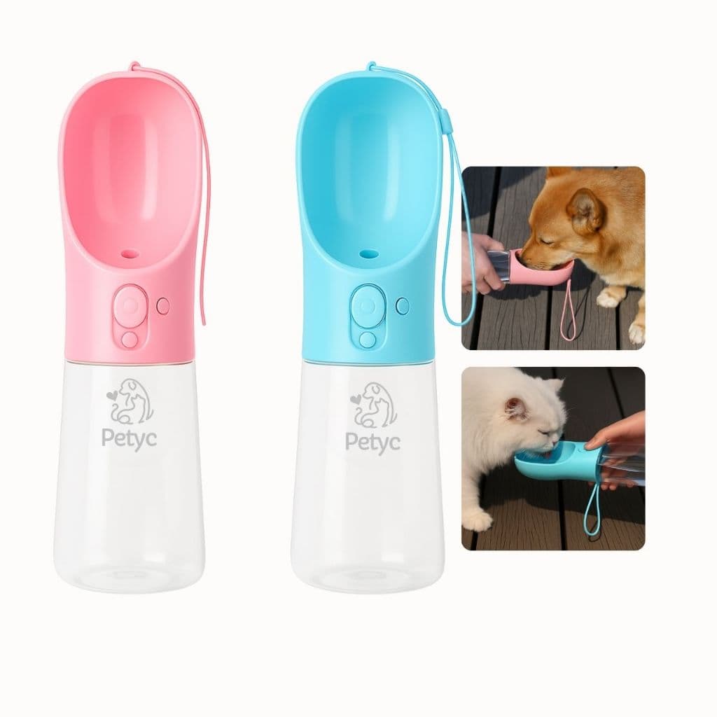Garrafa Portátil Passeio Cachorro 400ml Bebedouro Com Trava Não Vaza Gato Portátil PETYC