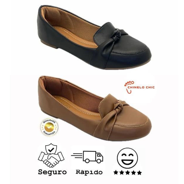 Sapatilha Feminina Detalhe nó Elegante Confortavel Mocassim Moda Mulher