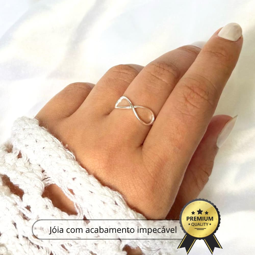 Anel de Prata 925 Legítima Infinito Liso Feminino com Garantia Promoção Top