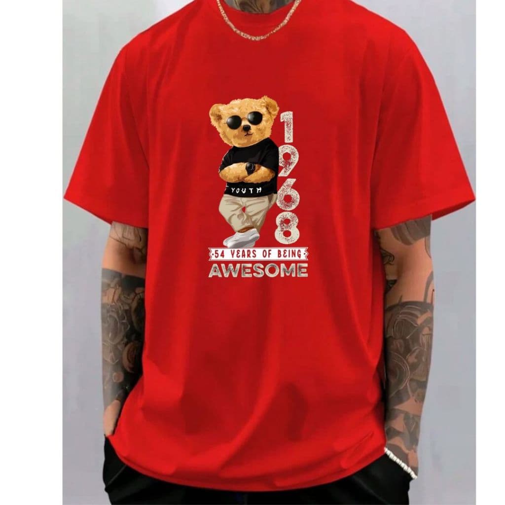 Blusa Camiseta Masculina Ursinho 1968 Casual Confortável Camisa 100% Algodão