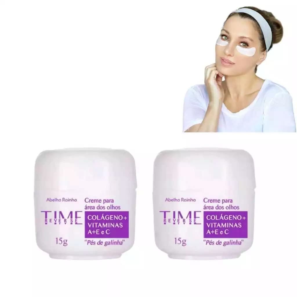 Kit com 2 Creme Para Área Dos Olhos "Pés de Galinha" Time Reverse Abelha Rainha 15g Cada