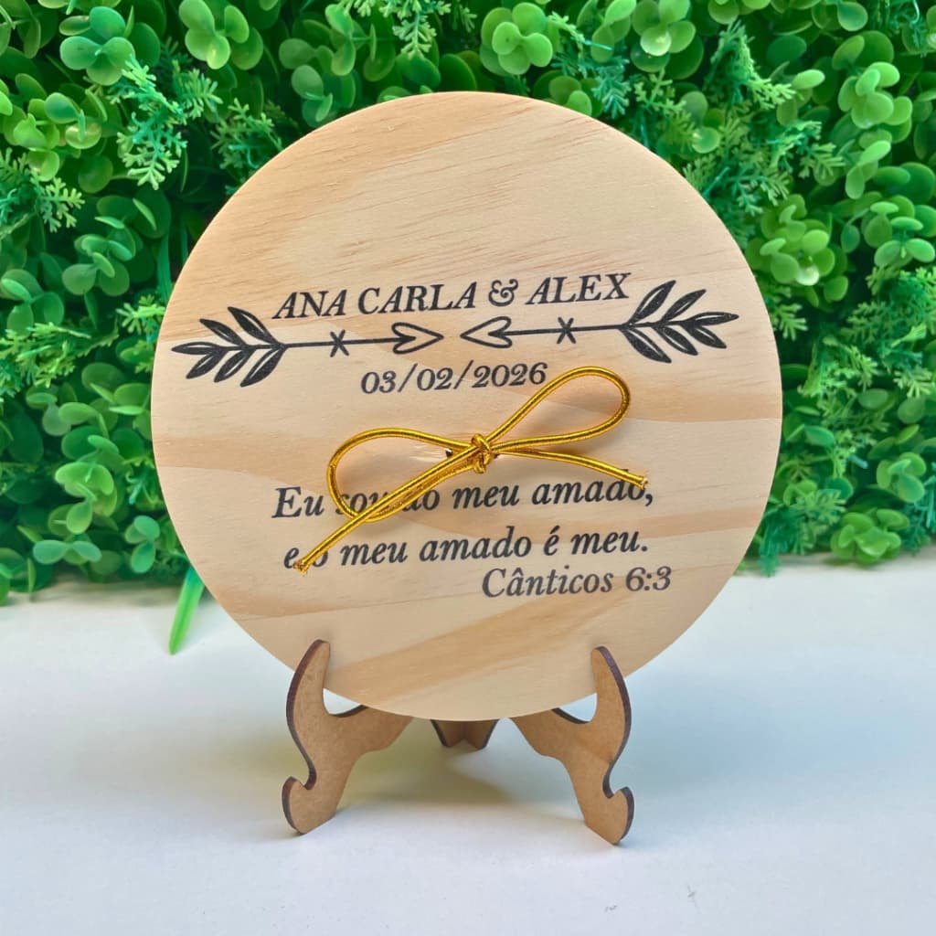 PORTA ALIANÇA PARA CASAMENTO PERSONALIZADO EM MADEIRA PINUS - ENVIO EM 24 HORAS