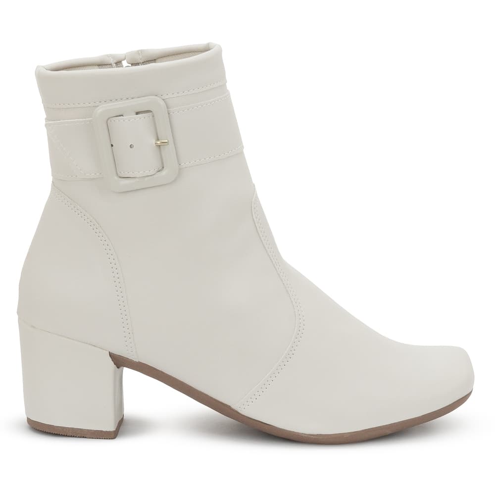 Bota Coturno Feminina Cano Curto Salto Grosso Confortável com Fivela Elegante Casual Ref: 190