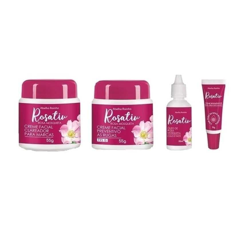 Kit Rosa Mosqueta Rosativ Abelha Rainha - 4 Produtos