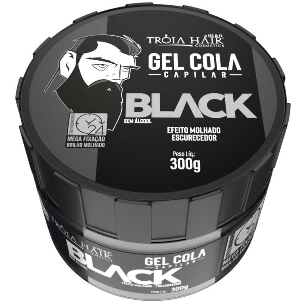 Gel Cola Black Troia Hair For Man 300g Pigmentador 1un
