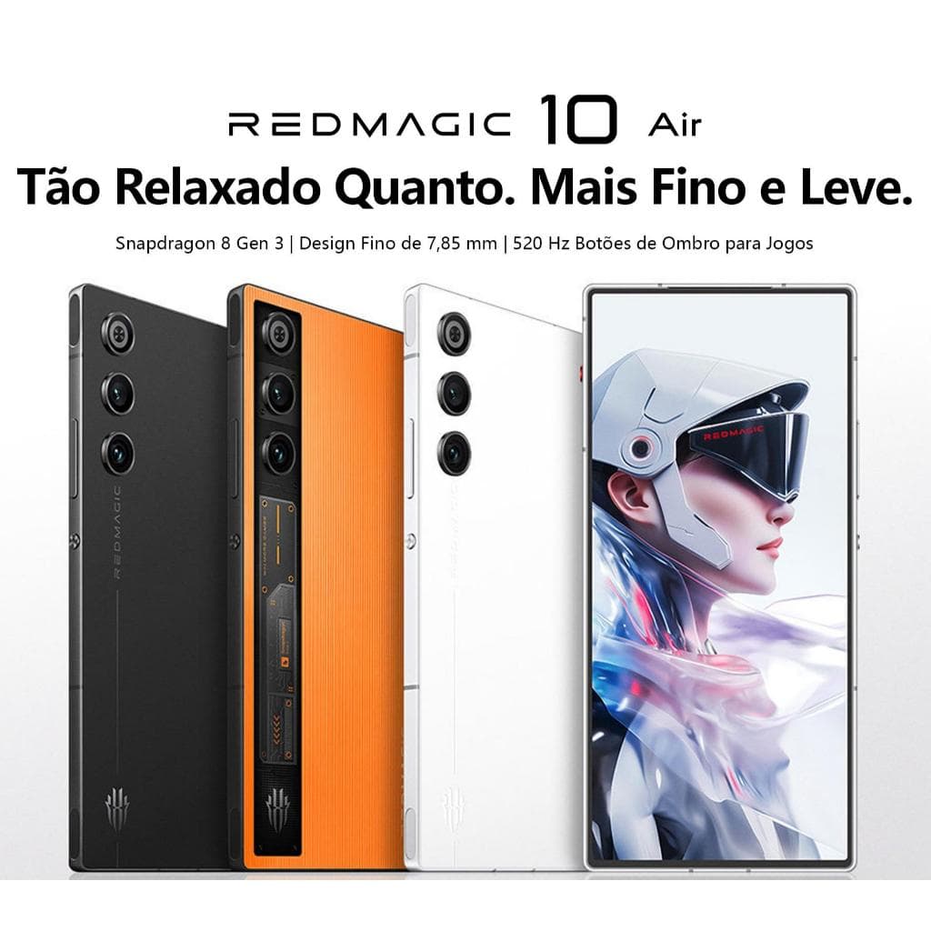 REDMAGIC 10 Air 520Hz celular gamer 12/16GB+256/512GB, Fino de 7,85mm, chip duplo Snapdragon 8 Gen 3+R3, 6000mAh