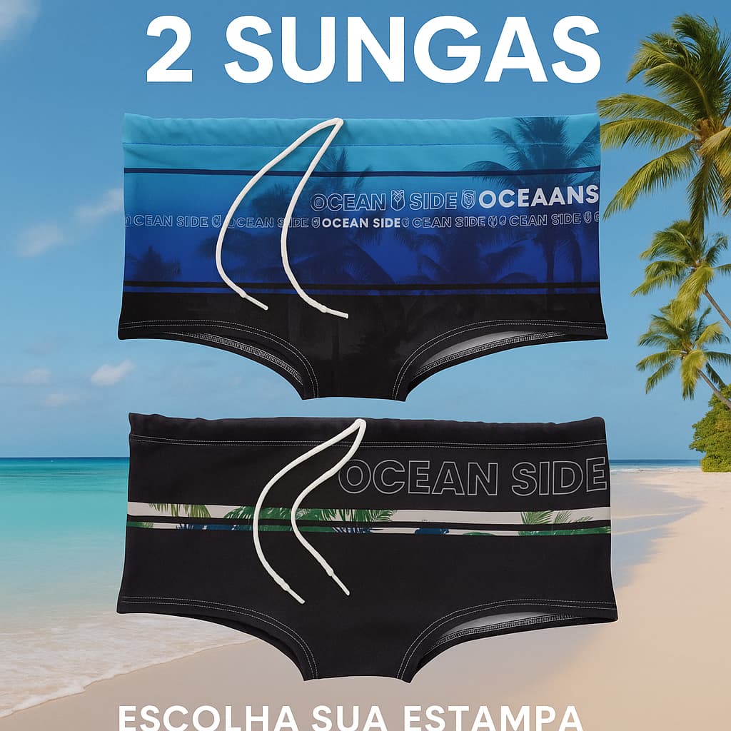 Kit com 2 Sungas Masculinas Estampadas | Moda Praia e Piscina Escolha a Estampa | Frete Grátis