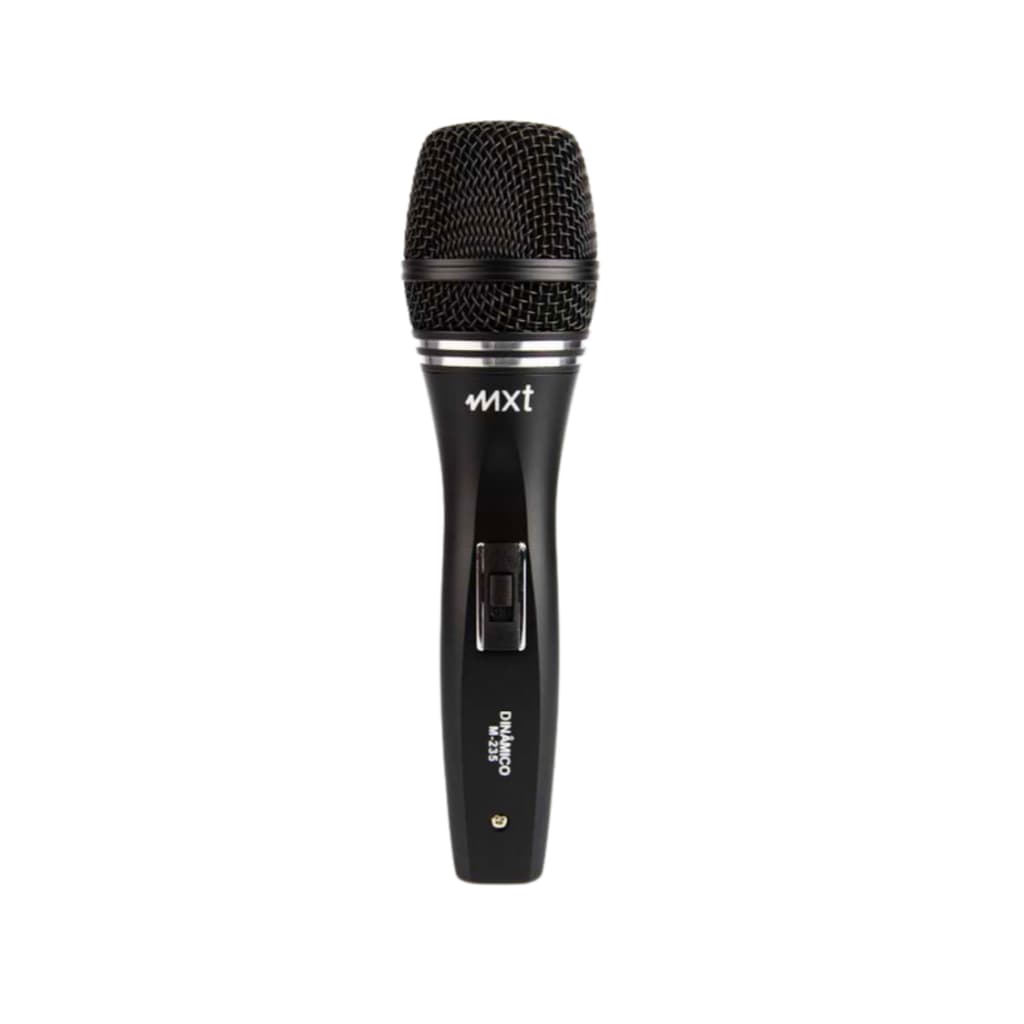 MICROFONE DINÂMICO DE METAL PRETO, PROFISSIONAL C/CHAVE - MOD: M-235