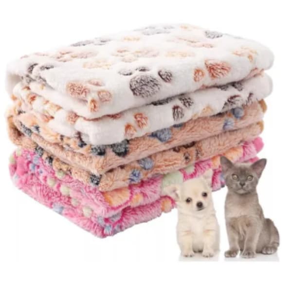 Cobertor de Microfibra Soft Pet Macio para Cães Gatos Estampa de Patinhas Quente Tamanho70X100cm